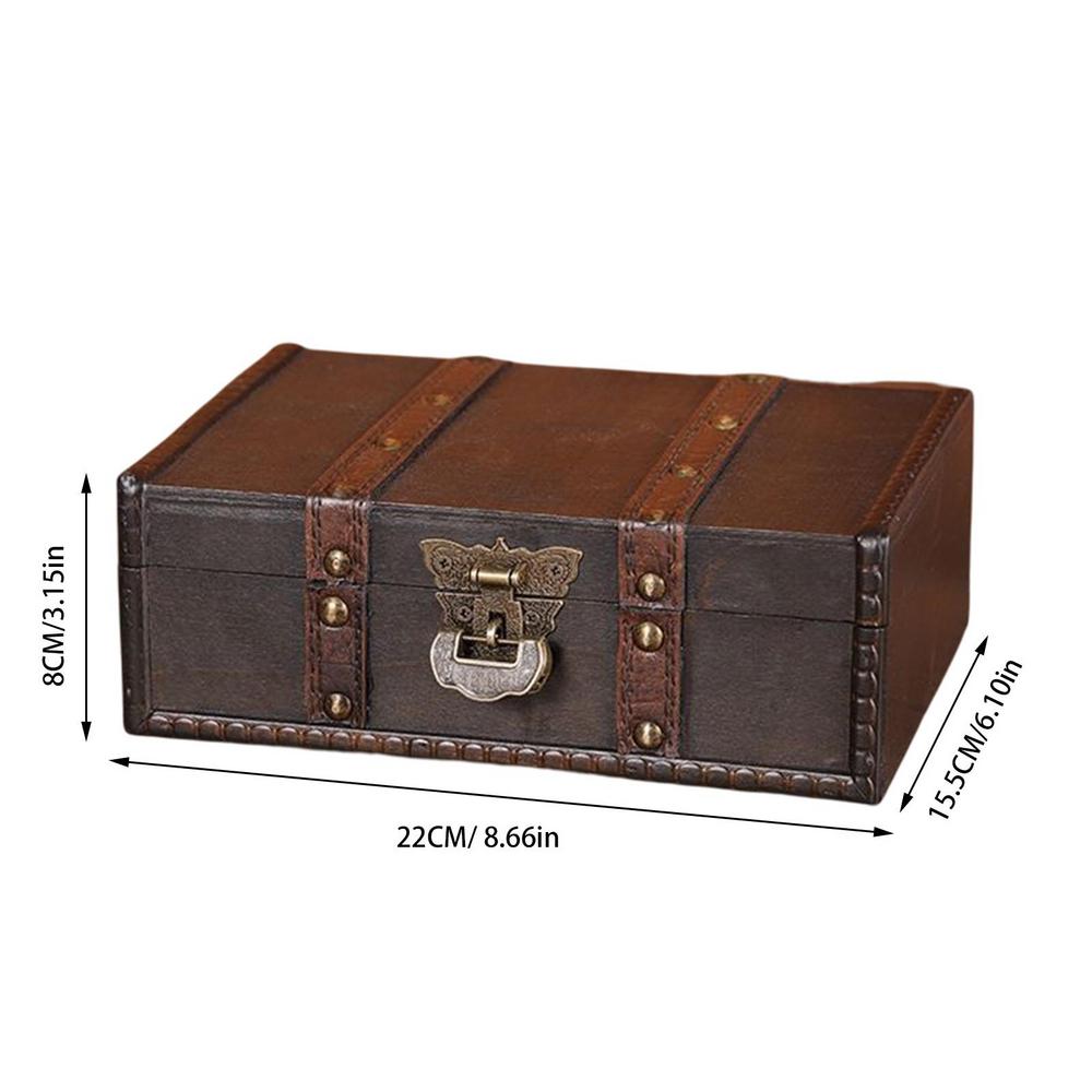 Retro and Vintage Style Jewellery Storage Wooden Chest with Metal Lock Buckle