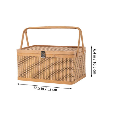 Handwoven multipurpose Bamboo storage Basket with Locking Lids