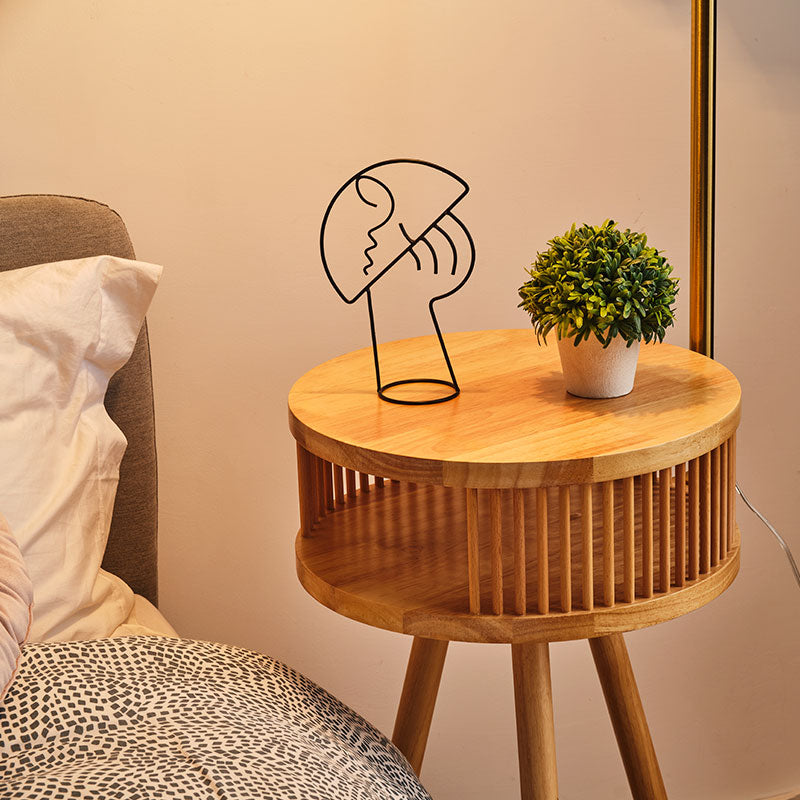 Modern Wooden Indoor Bedside Floor Lamp on Creative Tripod Stand - Forplanetsake