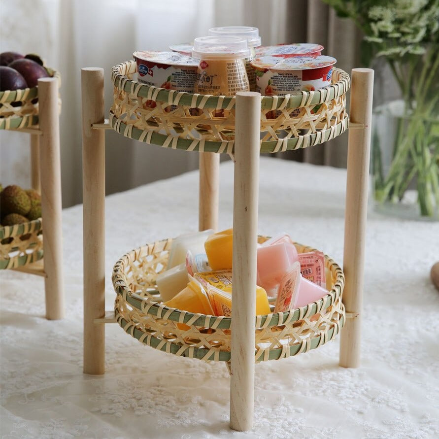 Handmade Bamboo Fruit Desert Snack Display Stand