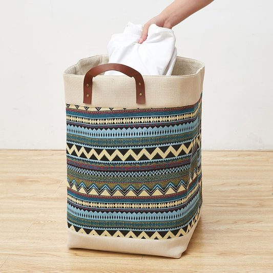 Large Cotton Linen Foldable Laundry Basket