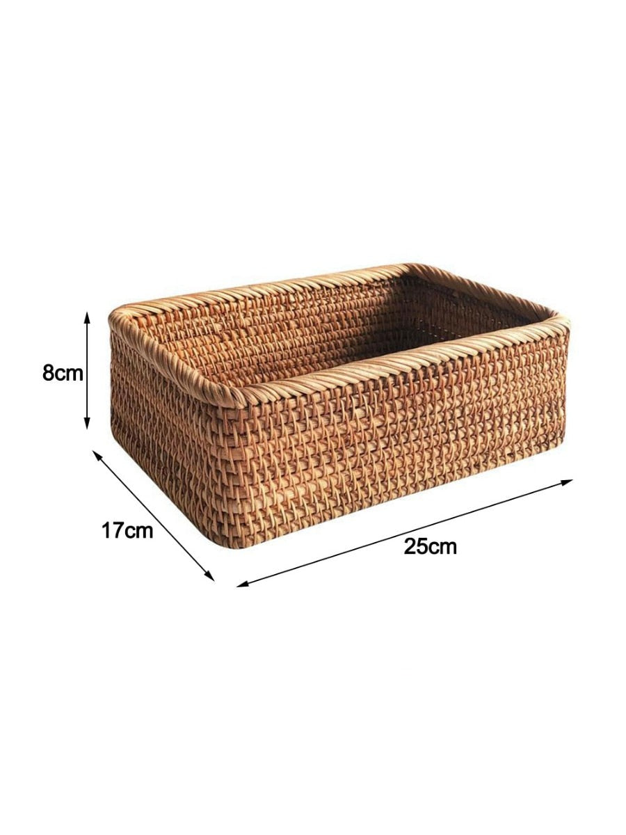 Household Simple Rattan Basket Round & Rectangular