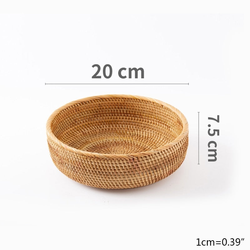 Household Simple Rattan Basket Round & Rectangular