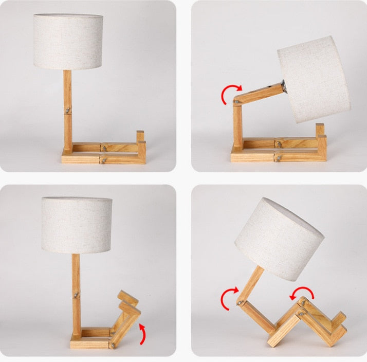 Natural Wood Robot Shape Creative Table Lamp - Forplanetsake
