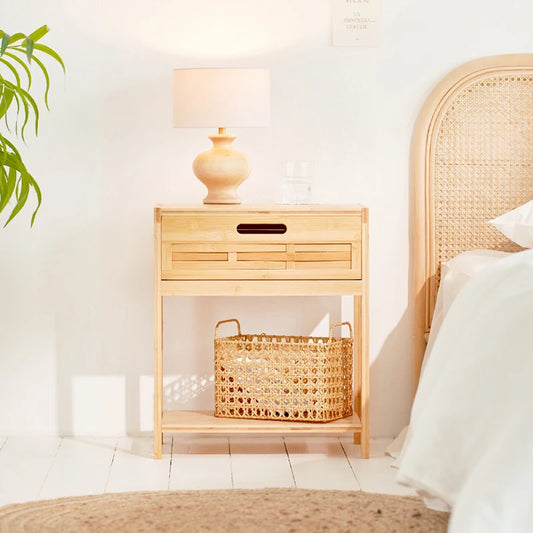 Bamboo Bedside Table with Drawer - Forplanetsake