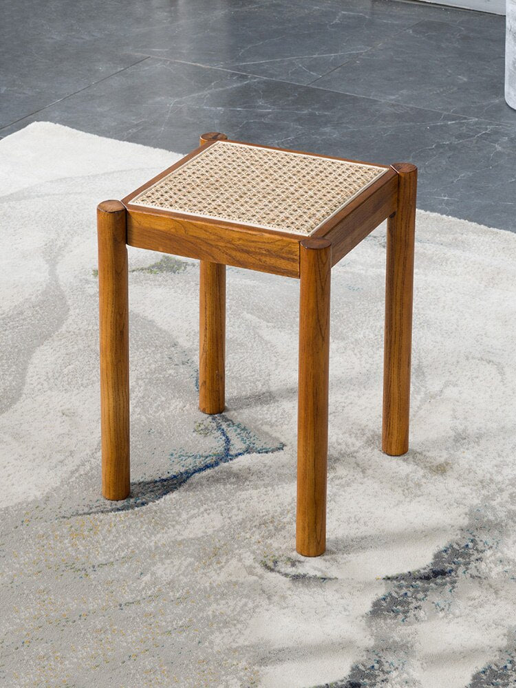 Nordic Design Rattan Woven, Portable and Stackable Wooden Stools - Forplanetsake