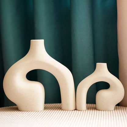 Abstract Design Nordic Style White Ceramic Vase Set