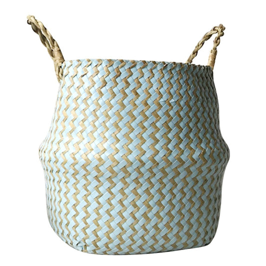 Cool Blue Foldable Handmade Wicker Woven Flower Basket