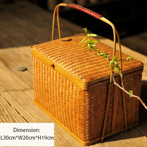 Handmade Bamboo Lacquer Basket with Handles - Forplanetsake