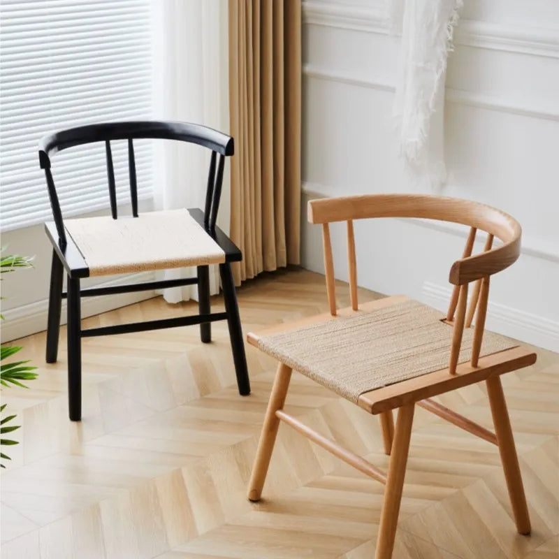 Nordic Style Solid Wood and Rope Woven Chair