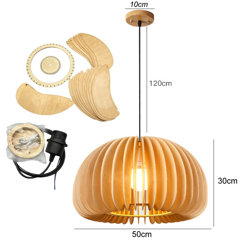 Handmade Bamboo and Wooden Pumpkin Pendant Light
