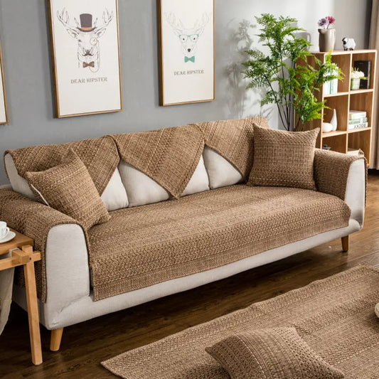 Coffee Color  Cotton & Linen Sofa Cover - Forplanetsake