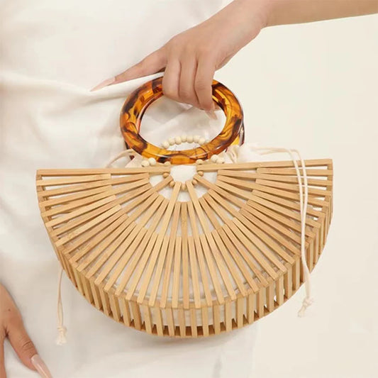 Vintage Half Round Bamboo High Quality Handbag