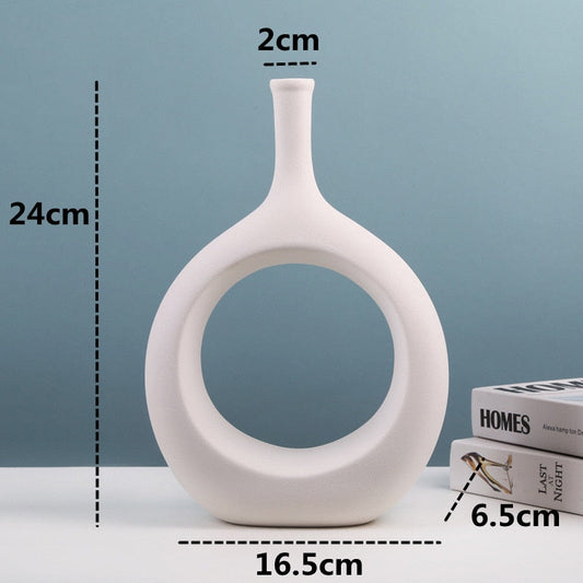 Nordic Style White Ring Ceramic Vase