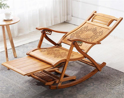 Foldable Bamboo Rocking Chair Lounge Chair Accent Chair Armchair Recliner Leisure Chair - Forplanetsake