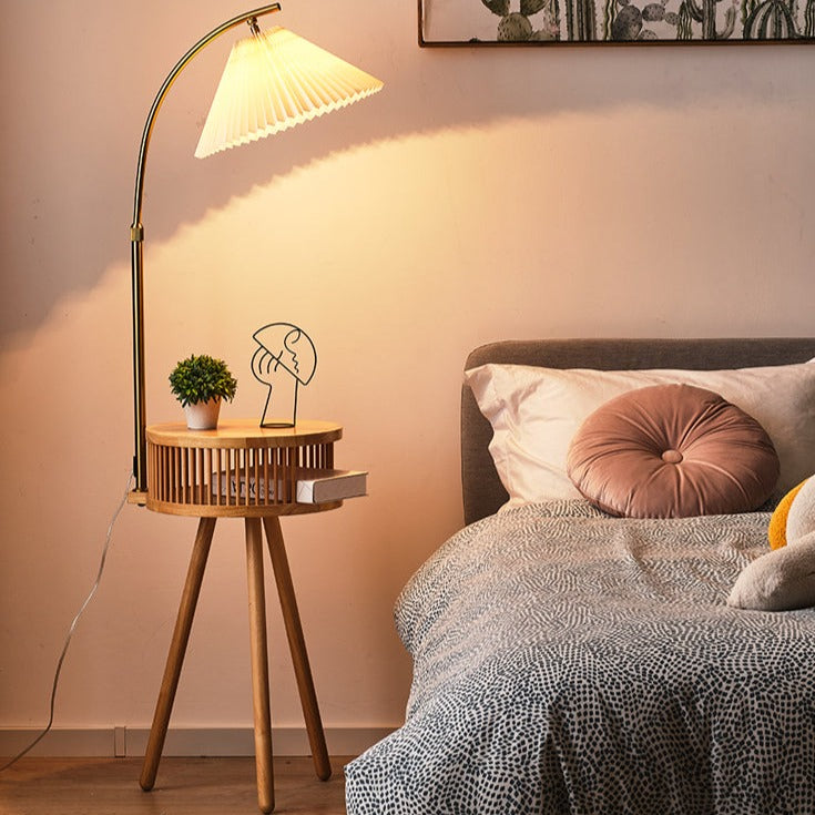 Modern Wooden Indoor Bedside Floor Lamp on Creative Tripod Stand - Forplanetsake