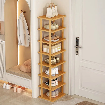 Multi-Layer Simple Bamboo Corner Shoe Rack