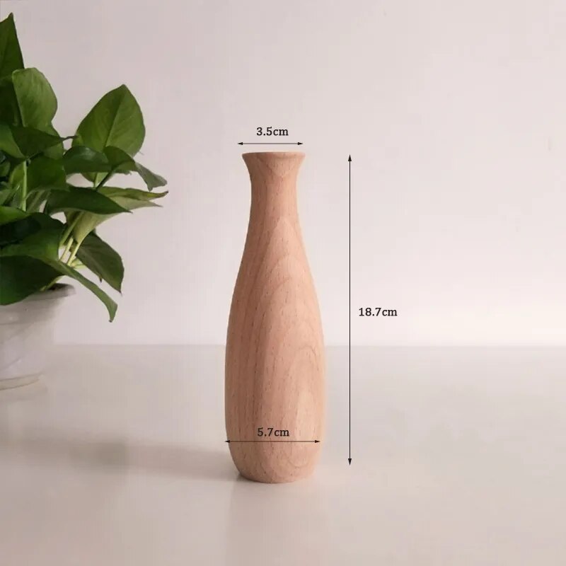 Nordic Minimalist Solid Wooden Flower Vase and Home Ornament - Forplanetsake