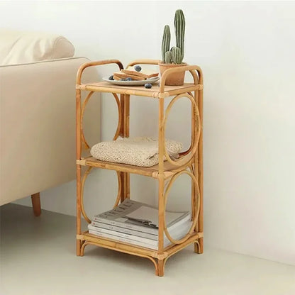 Handmade Multifunctional Cane Rattan Side Table and Storage Cabinet - Forplanetsake