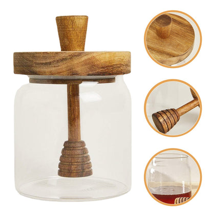 Honey Syrup Pot Jar with Wooden lid