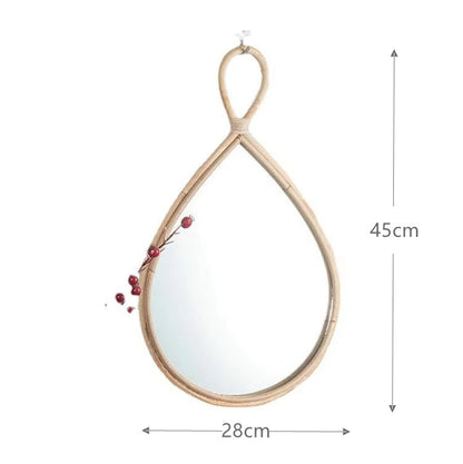 Handcrafted Nordic Style Willow Frame Pear Shaped Wall Mirror - Forplanetsake