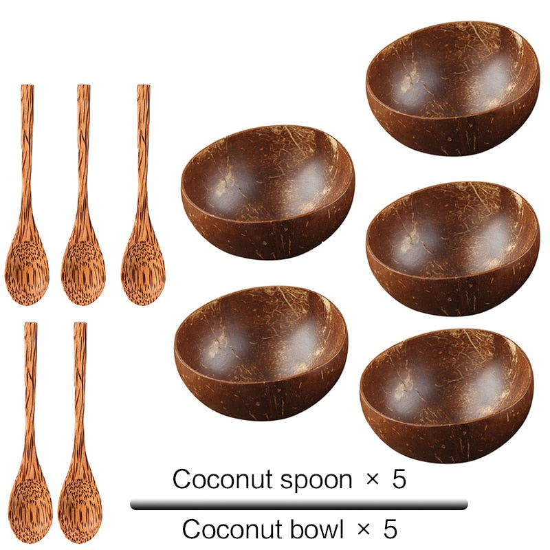 Natural Coconut Shell Bowl and Coconut Wood Spoon Set - Forplanetsake