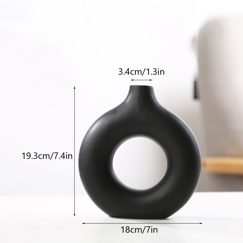 Hollow Donut Black Ceramic Vase - Forplanetsake