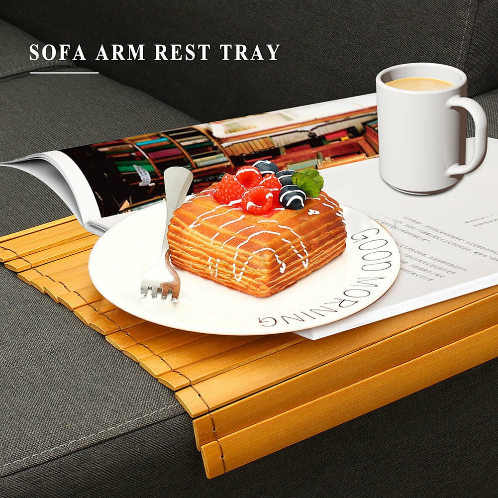 Anti Slip Bamboo Foldable Table Placemat and Sofa Armrest Tray