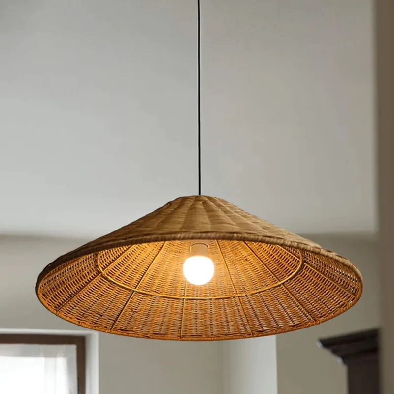 Natural Rattan Cone Shaped Minimalist Hand Knitted Lampshades