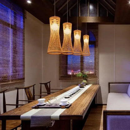 Twisted Bamboo Hanging Ceiling Lights