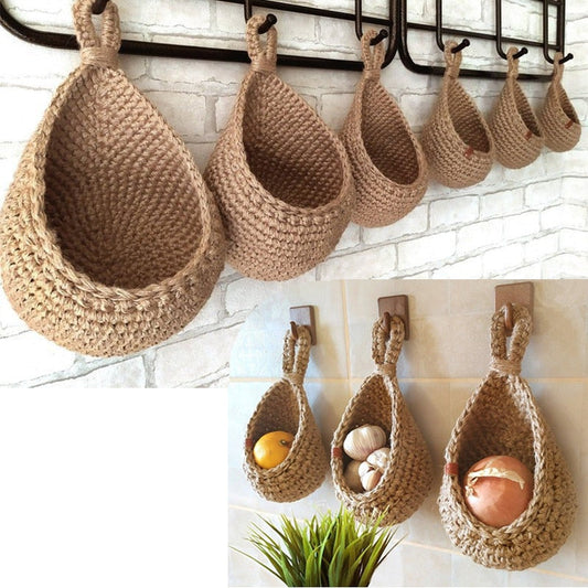 Ecofriendly Wicker Wall Hanging Vegetable and Fruit Storage Basket