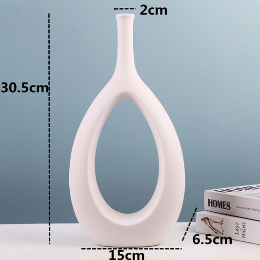 Nordic Style White Pearl Drop Ceramic Vase