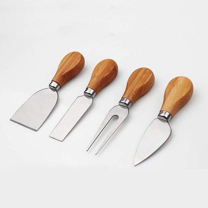 Bamboo Cheese Board with Cheese Knife, Slicer Fork, Scoop - Forplanetsake