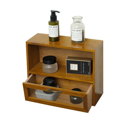 Vintage Retro Wooden Storage Cabinet Drawer, Desktop Rack, Cosmetic and Perfume Storage Box