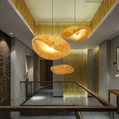 Bamboo Woven Pendant Light - Handcrafted Artistic Ceiling Lamp