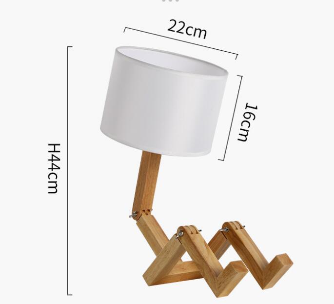 Natural Wood Robot Shape Creative Table Lamp - Forplanetsake