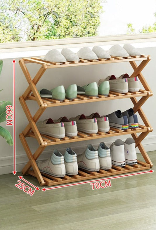 Bamboo hot sale shoe shelf