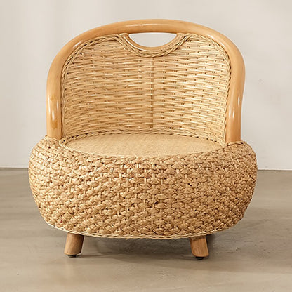 Hand Woven Rattan and Narcissus Vine Round and Low Height Stool