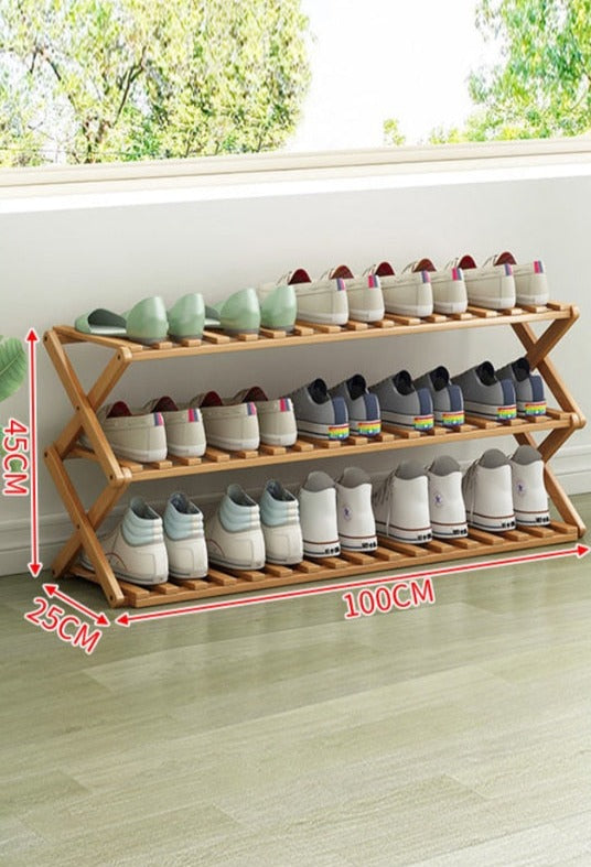 Foldable Multi-Layer Durable and Eco-friendly Bamboo Shoe Rack and Storage Cabinet - Forplanetsake