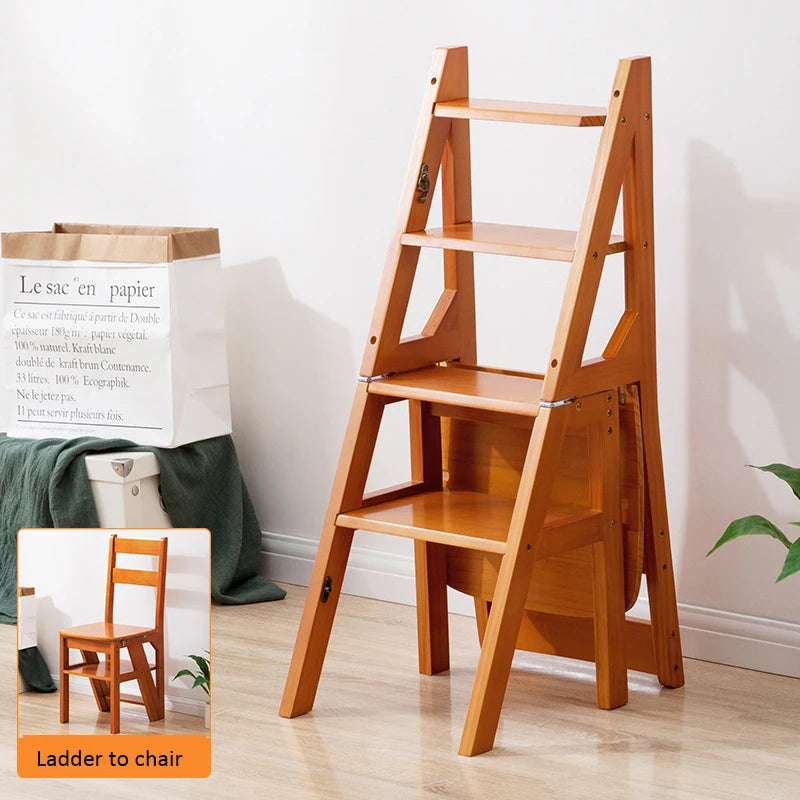 Solid Wood Household Foldable Ladder Chair - Forplanetsake