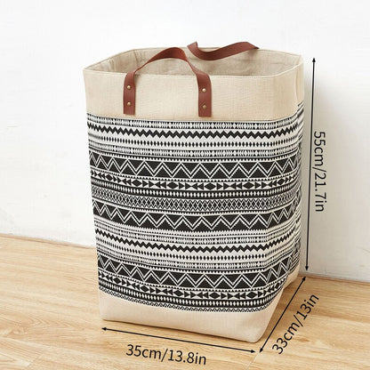 Large Cotton Linen Foldable Laundry Basket