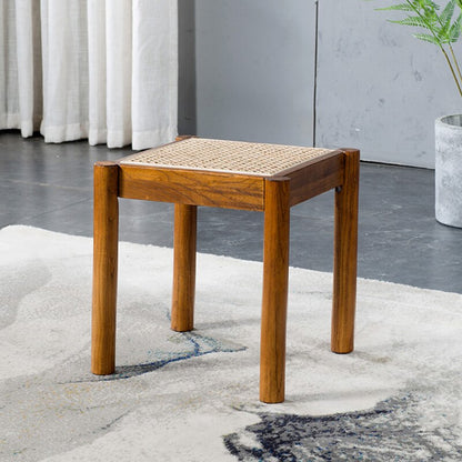 Nordic Design Rattan Woven, Portable and Stackable Wooden Stools - Forplanetsake