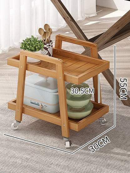 Bamboo Kitchen Trolley Storage Shelf Cart