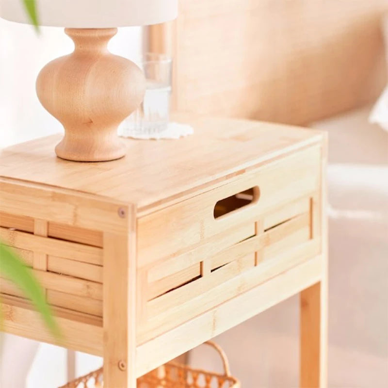 Bamboo Bedside Table with Drawer - Forplanetsake