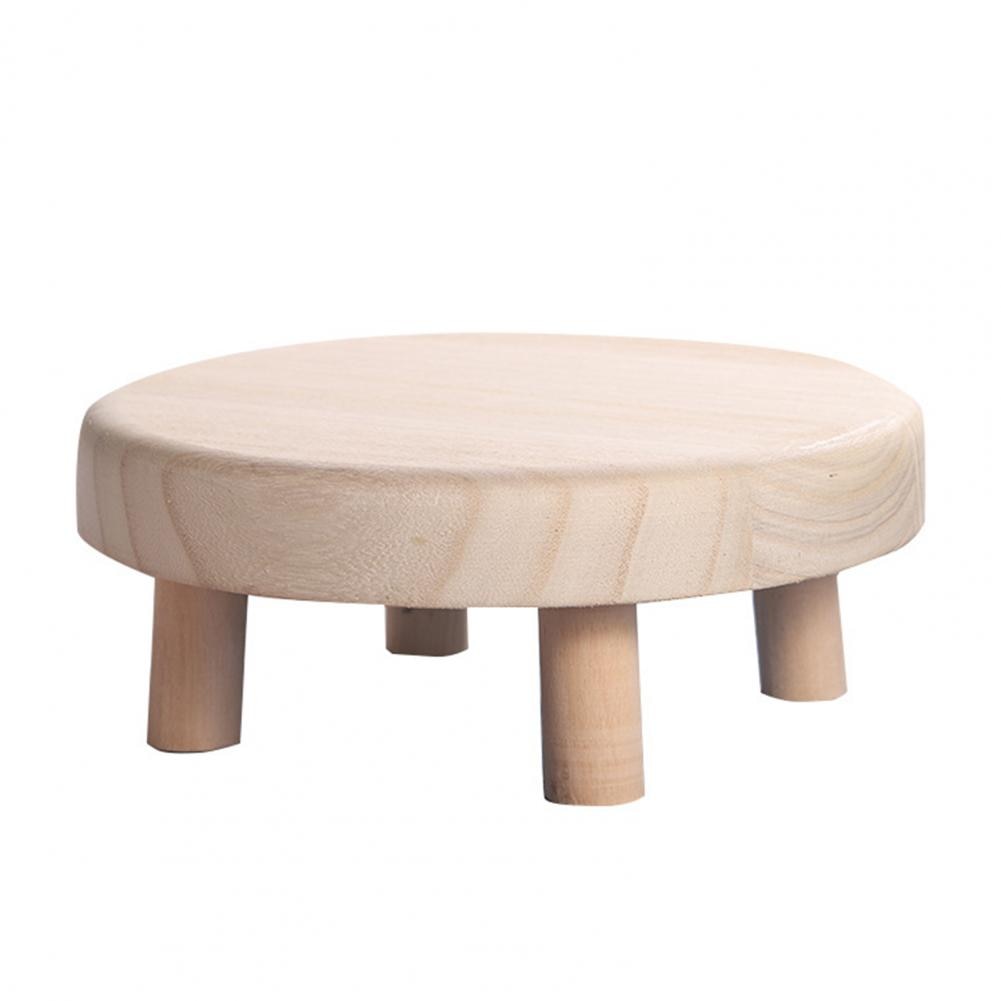Ottoman Style Small Wooden Round Stool Flower Pot Stand and Kids Stool - Forplanetsake