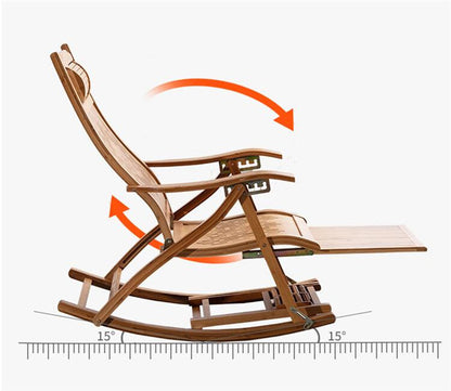 Foldable Bamboo Rocking Chair Lounge Chair Accent Chair Armchair Recliner Leisure Chair