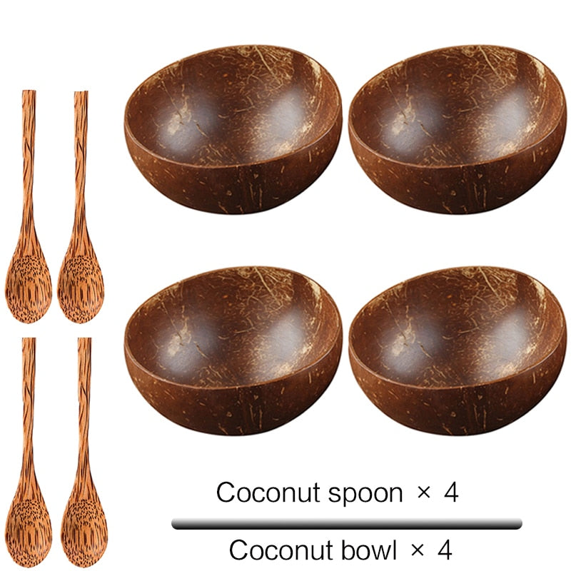 Natural Coconut Shell Bowl and Coconut Wood Spoon Set - Forplanetsake