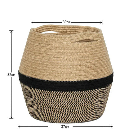 Woven Large Cotton Rope Basket with Handles - Forplanetsake
