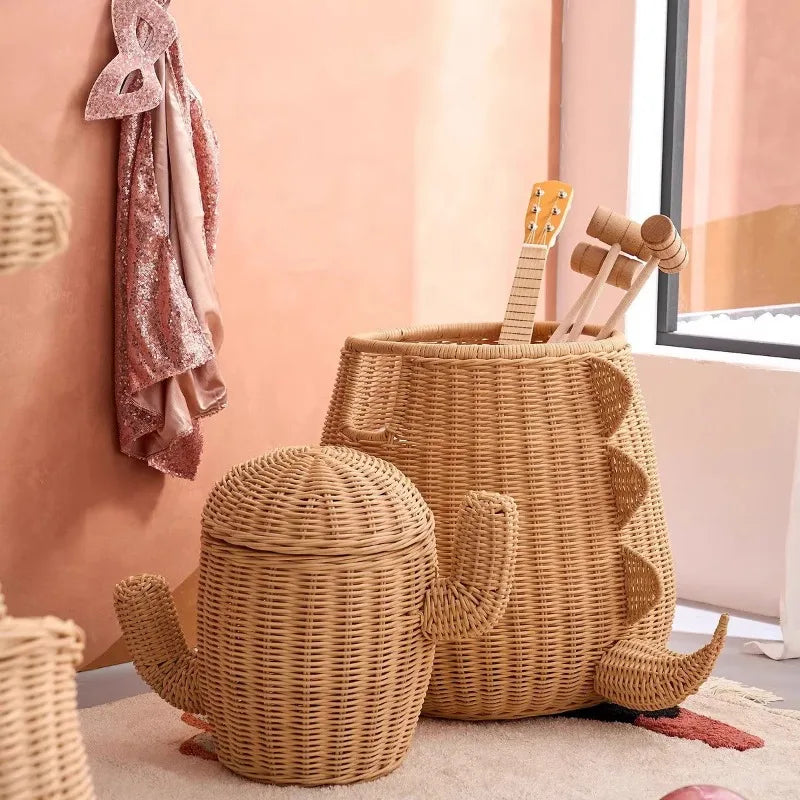 Dinosaur Shape HandWoven Multipurpose Rattan Storage Basket