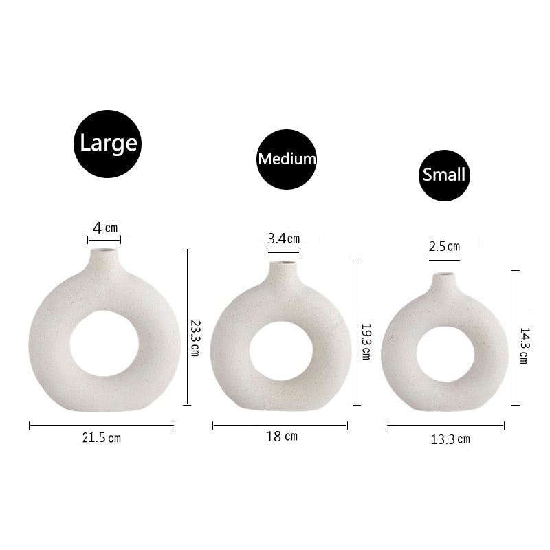 Hollow Donut White Ceramic Vase - Forplanetsake